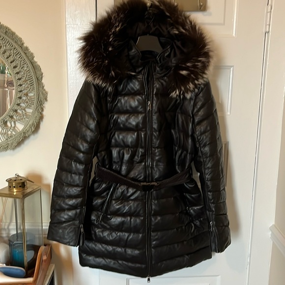 Danier leather and fur trim coat - Picture 1 of 9